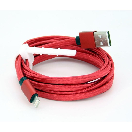 [805140] Iphone til USB A kabel 2.0 m flettet rød