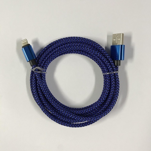 [805175] Iphone til USB A kabel blå flettet 2.0 meter 2,4 ampere