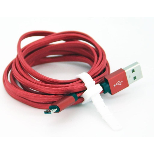 [805640] Micro USB kabel til USB A 2.0 meter flettet rød