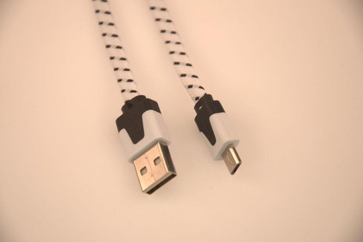 [805648] Micro USB til USB A kabel 3.0 meter hvidt/sort flettet