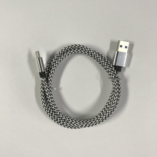 [805703] USB C til USB A flettet hvidt kabel 1.0 m 2,4 ampere