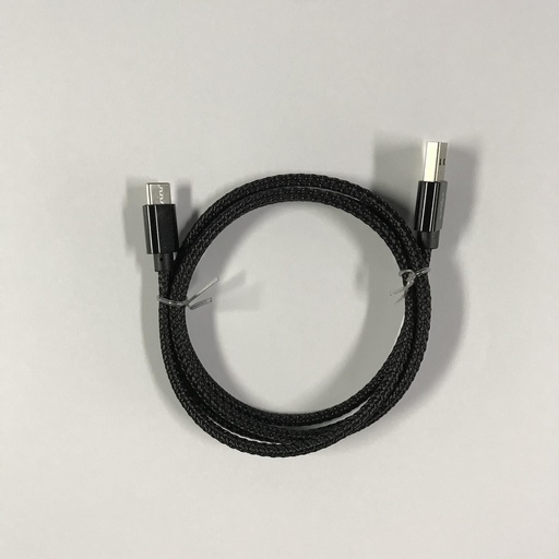 [805707] USB C til USB A flettet sort kabel 1.0 m 2,4 ampere
