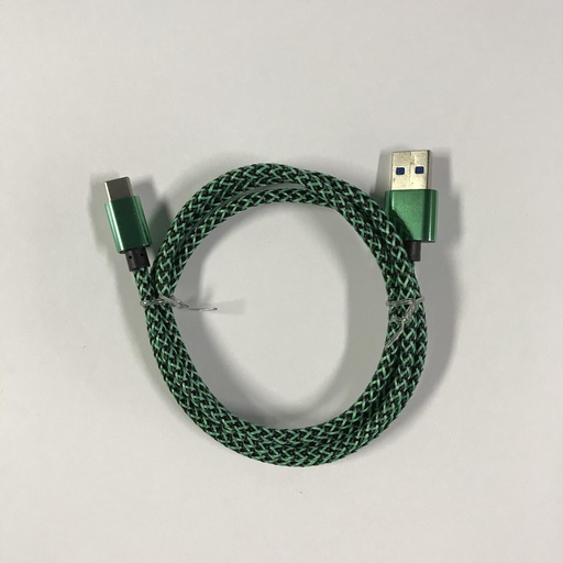 [805708] USB C til USB A flettet grøn kabel 1.0 m 2,4 ampere