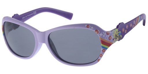[505220-26027] Børne Solbrille Lilla med regnbue print og sorte glas