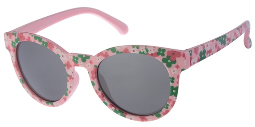 [505225-26032] Børne Solbrille Pink med blomster Tryk og Sorte glas