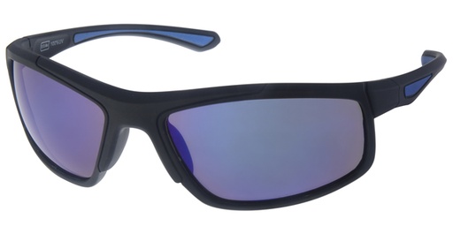 [404404-70173] Sportsbrille mat sort med is blå dekoration samt is blå spejl glas