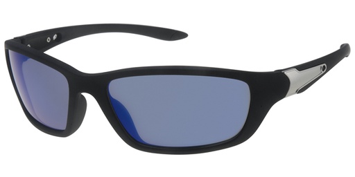 [404408-70168] Sportsbrille mat sort med sølv dekoration sorte is blå spejl glas